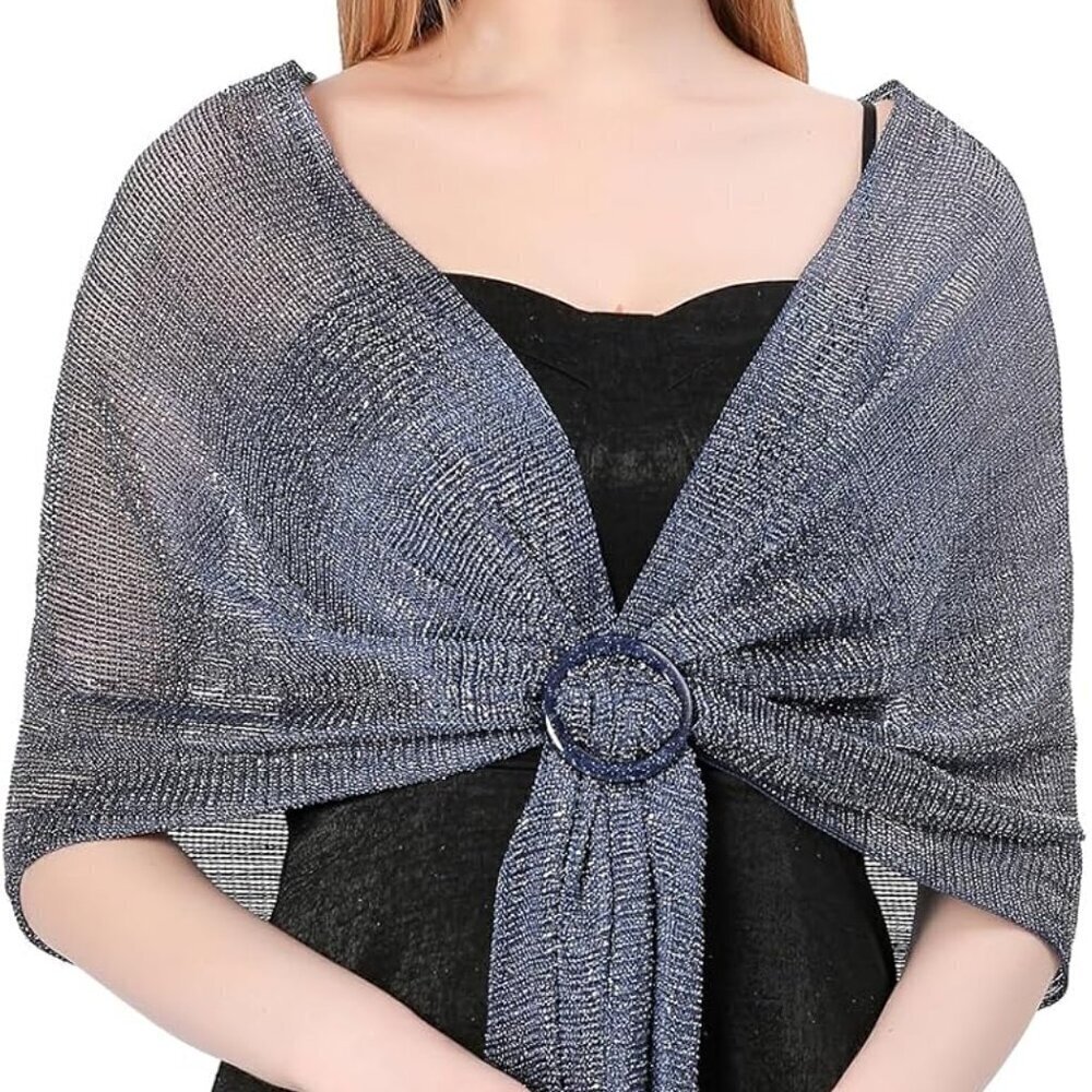Women Sparkling Metallic Shawl Wrap for Evening Dresses Formal Events